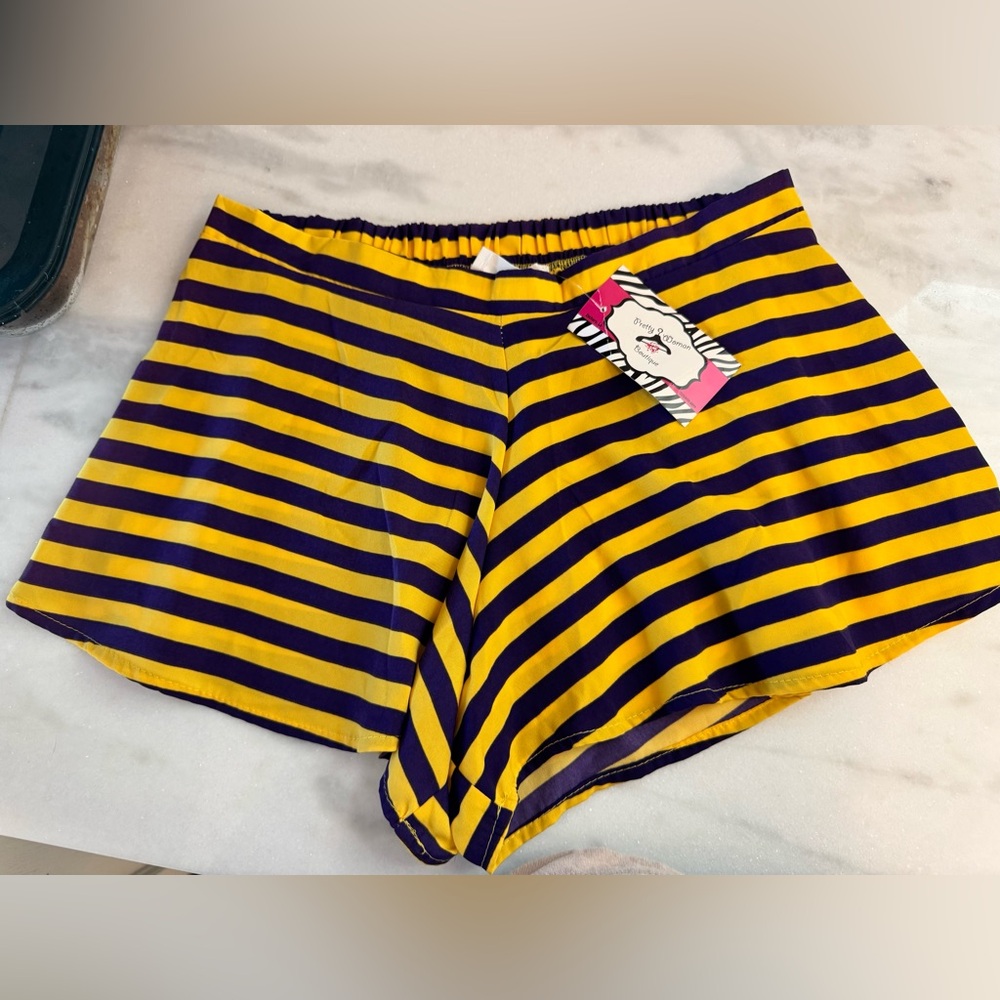LSU purple and gold stripped shorts